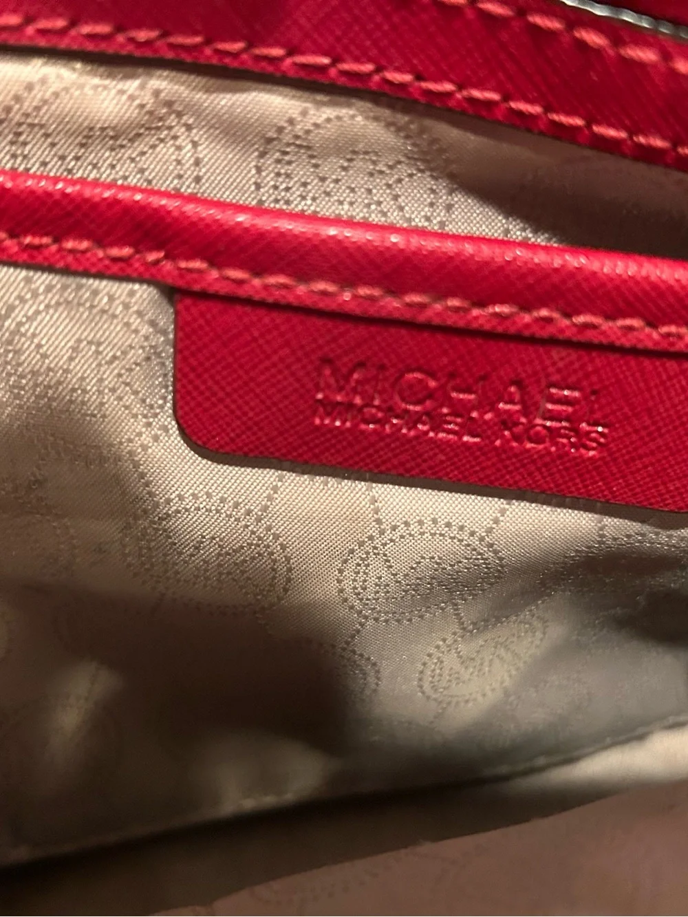 Michael Michael  Kors Red and Black Two-Tone Saffiano Satchel with Gold Hardware - Picture 9 of 11